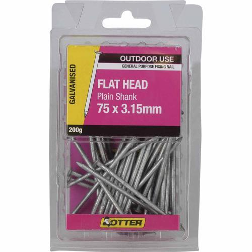 Otter Flat Head Nails 75 X 3.15mm 200g Galvanised