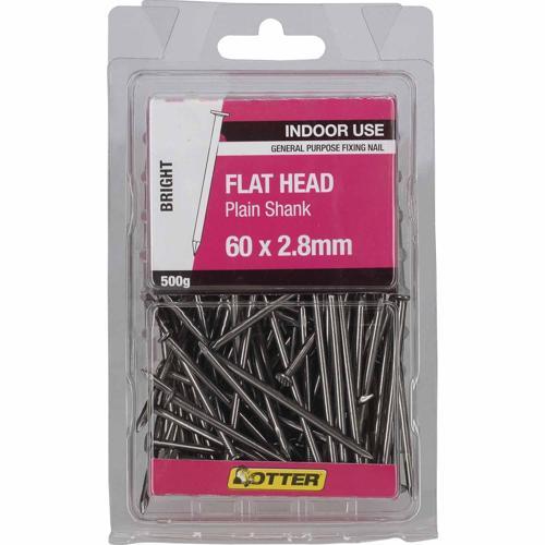 Otter Flat Head Nails 60 X 2.8mm 500g Bright