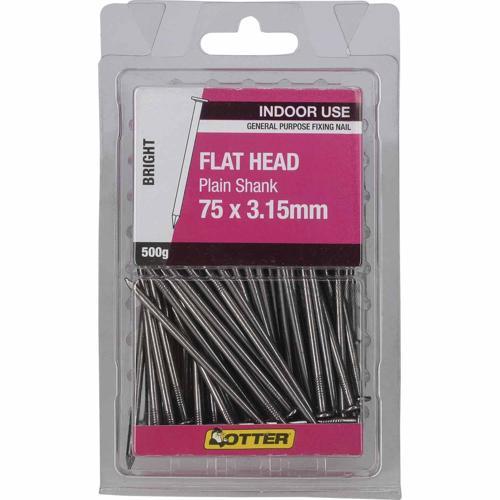 Otter Flat Head Nails 75 X 3.15mm 500g Bright