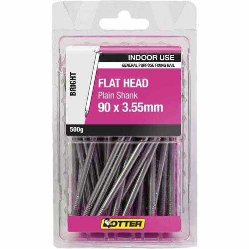 Otter Flat Head Nails 90 X 3.55mm 500g Bright
