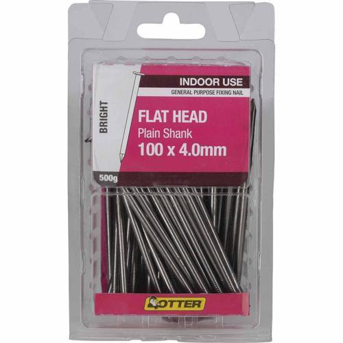Otter Flat Head Nails 100 X 4.0mm 500g Bright
