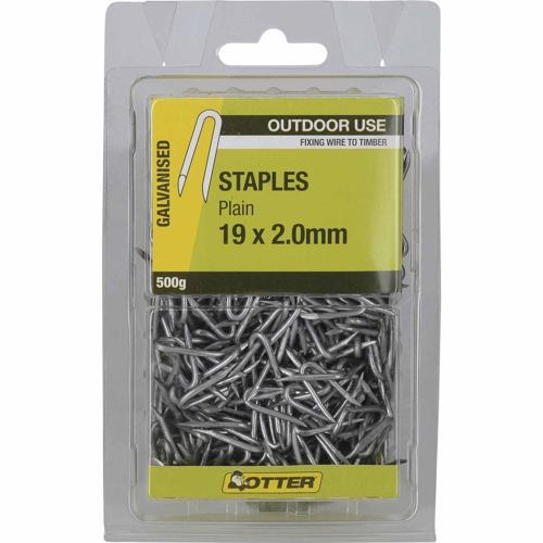 Otter Plain Staples 19 X 2.0mm 500g Galvanised