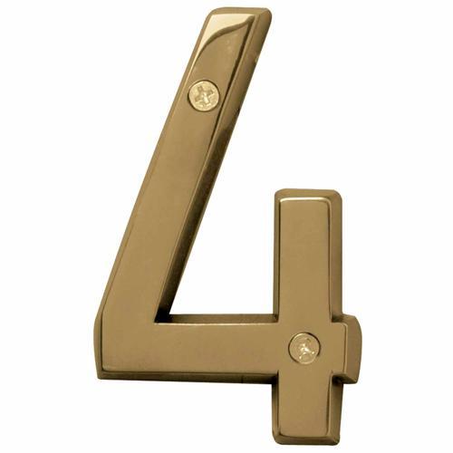 HY-KO Letterbox Number 4 102mm Polished Brass Finish BR-42PB/4