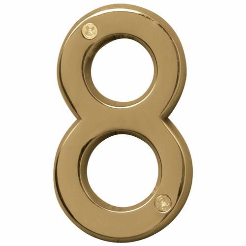 HY-KO Letterbox Number 8 102mm Polished Brass Finish BR-42PB/8