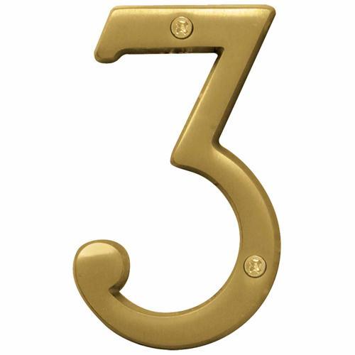 HY-KO Letterbox Number 3 102mm Brushed Brass Finish