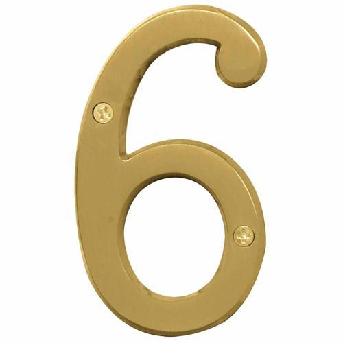 HY-KO Letterbox Number 6 102mm Brushed Brass Finish