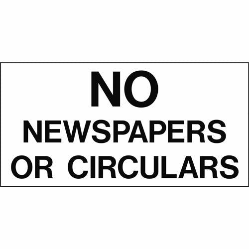 HY-KO No Newspaper Or Circulars Sign 50mm L: 100mm
