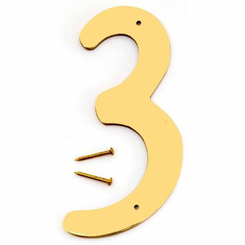 HY-KO Letterbox Number 3 102mm Polished Brass Finish BR-40/3