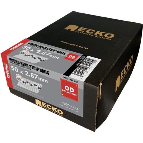 Ecko Round Head Collated Framing Nails Gasless Pack Galvanised 50 X Pack of 1000