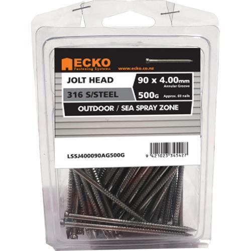 Ecko Jolt Head Nails 90 X 4.0mm 500g 316 Stainless Steel