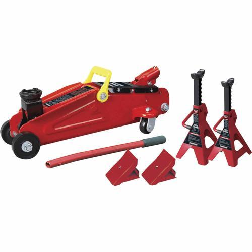Powerbuilt Axle Stand & Wheel Chock Combo 2.2 Ton