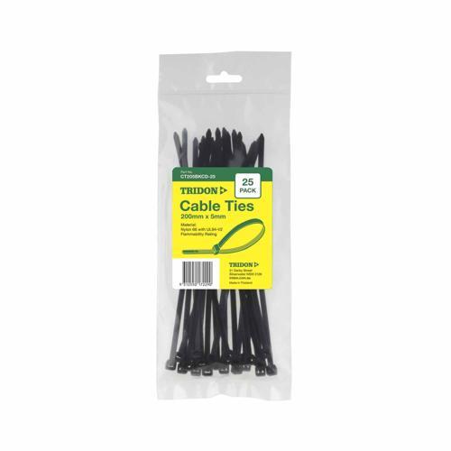 Cable Ties 200X5MM 25PK Black