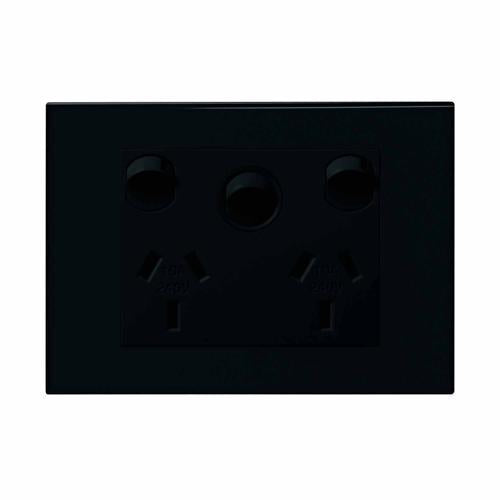 HPM Vivo Double Powerpoint With Extra Hole 10 Amp Grey
