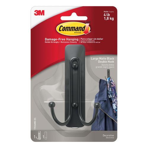 Command Double Wall Hook 17036MB-ES Large Matte Black