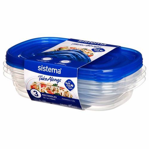 Sistema TakeAlongs Take Alongs Food Storage 950mL Clear Pack of 3