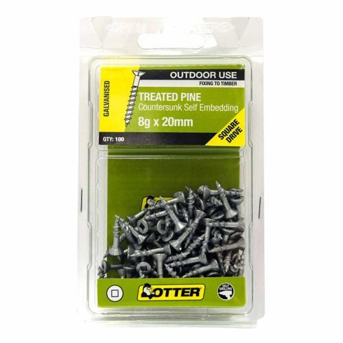 Otter Treated Pine Screws 8g X 20mm Pack of 100 Galvanised