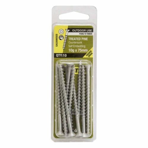 Otter Treated Pine Screws 10g X 75mm Pack of 10 Galvanised
