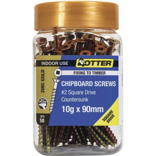 Otter Chipboard Screws 10g X 90mm Pack of 50 Zinc Gold Plated