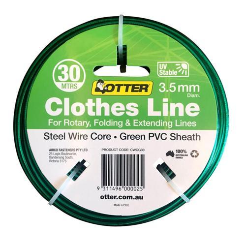 Otter Clothesline Wire Steel PVC 3.5mm X 30m Green