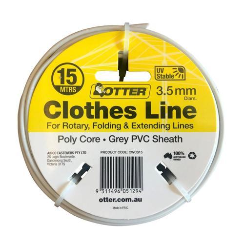 Otter Clothesline Wire Poly 3.5mm X 15m Grey