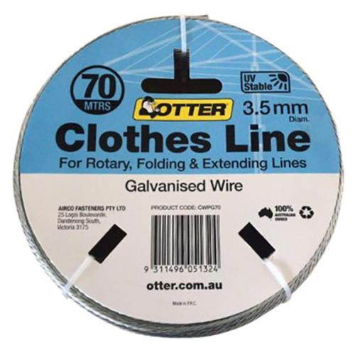 Otter Clothesline Wire Steel Galv 3.5mm X 70m Galv