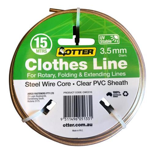 Otter Clothesline Wire Steel PVC 3.5mm X 15m Clear