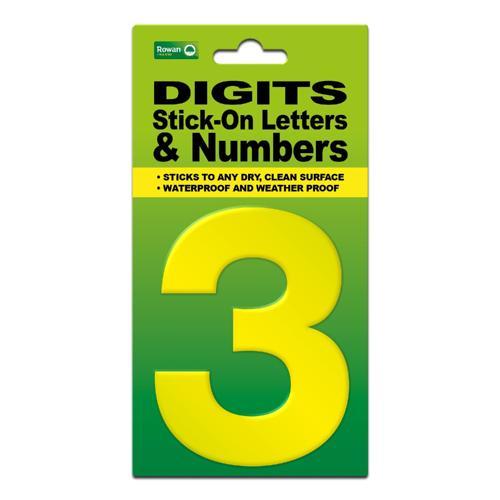 Classic Sign High Visibility Digit 80mm Yellow 80mm-HV-YEL-3