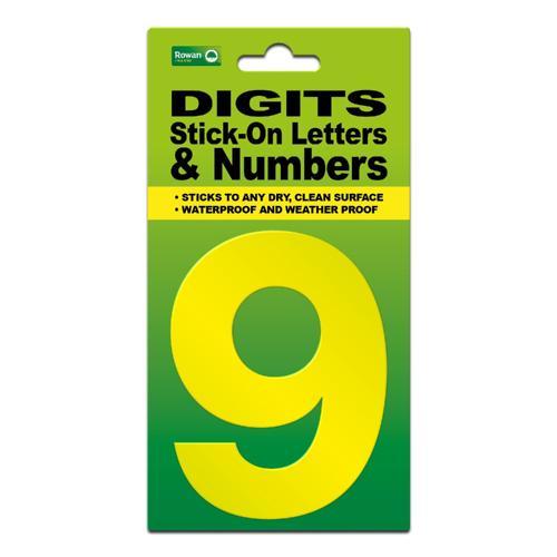 Classic Sign High Visibility Digit 80mm Yellow 80mm-HV-YEL-9