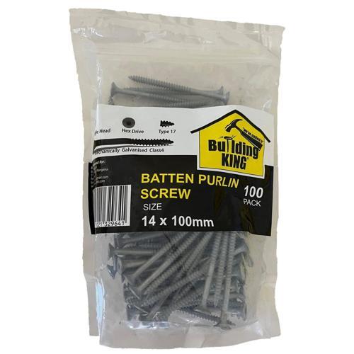 Building King Bugle Head Batten Screw 100mm X 14g C4 Galvanised Pack of 100