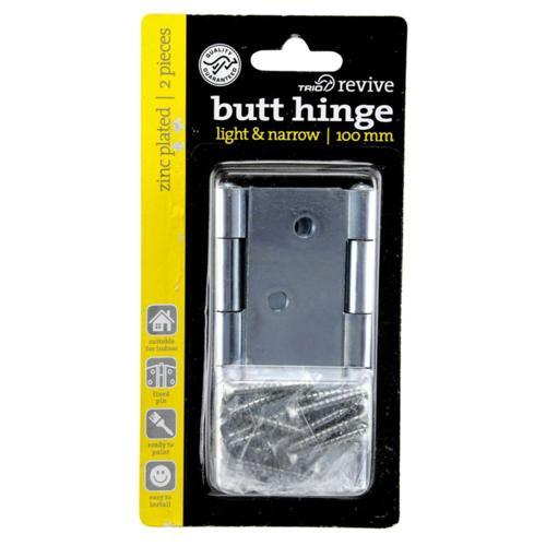 Trio Butt Hinge Fixed 100mm Zinc Plated 100mm Zinc Plate Pack of 2
