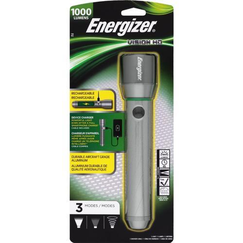 Energizer Vision Rechargeable Torch 1000 Lumens Silver