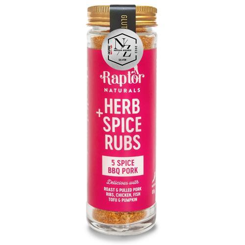 Raptor Naturals 5 Spice BBQ Pork Rub 85g