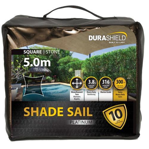 Durashield Shade Sail Platinum Square 5M Stone