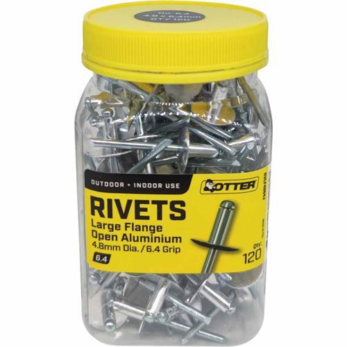 Otter Blind Rivets 6.4 Jar Of 120 Aluminium Pack of 120