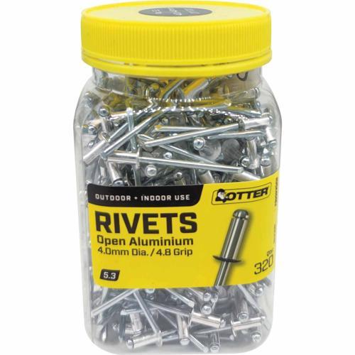 Otter Blind Rivets 5.3 Jar Of 320 Aluminium Pack of 320