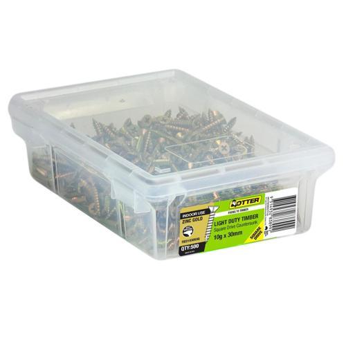 Otter Light Duty Timber Screws 10g X 30mm Pack of 500 Zinc Gold Plated