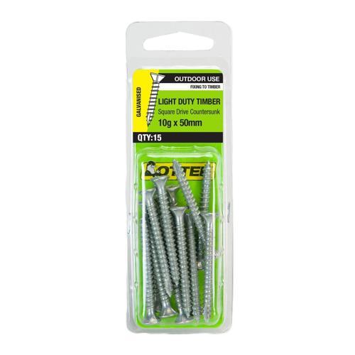 Otter Light Duty Timber Screws 10g X 50mm Pack of 15 Galvanised