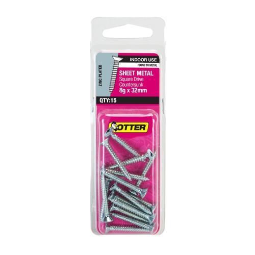 Otter Sheet Metal Screws 8g X 32mm Pack of 15 Zinc Plated