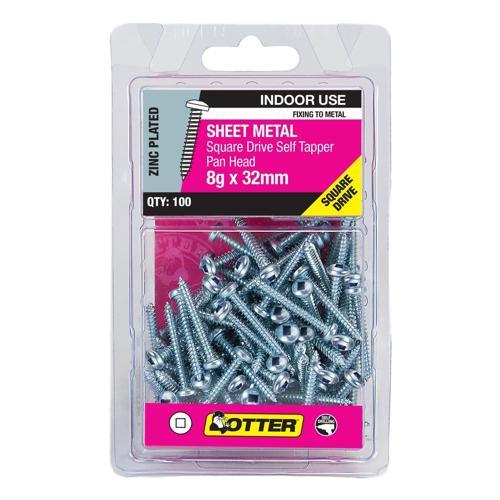 Otter Sheet Metal Screws 8g X 32mm Pack of 100 Zinc Plated