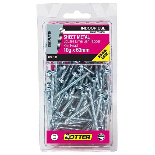 Otter Sheet Metal Screws 10g X 63mm Pack of 100 Zinc Plated