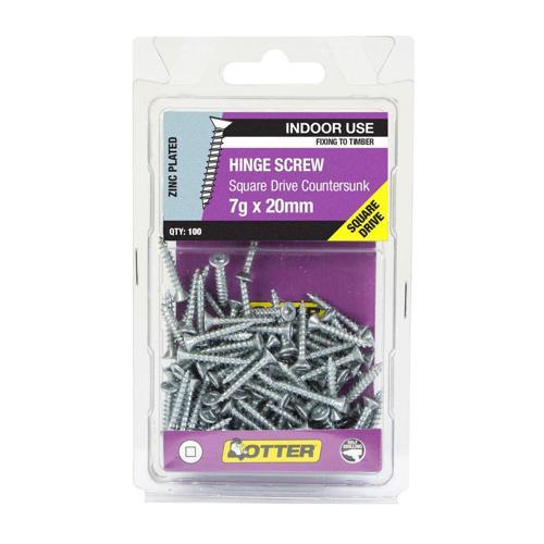 Otter Hinge Screws 7g X 20mm Pack of 100 Zinc Plated