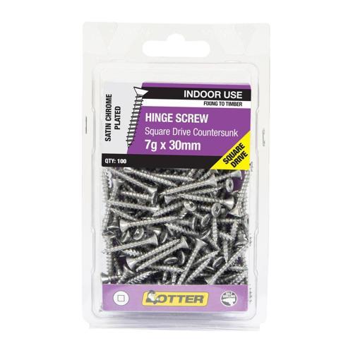 Otter Hinge Screws 7g X 30mm Pack of 100 Stain Chrome