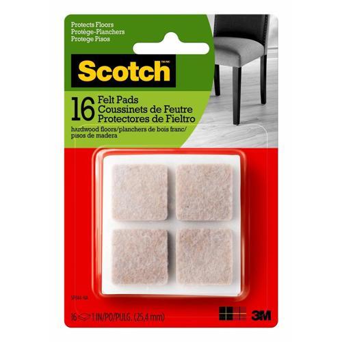 FELT PAD SQ 25mm SCOTCH BEIGE 16PK Pack of 16