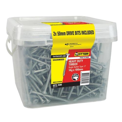 Otter Heavy Duty Timber Screws 14g X 100mm Pack of 500 Galvanised