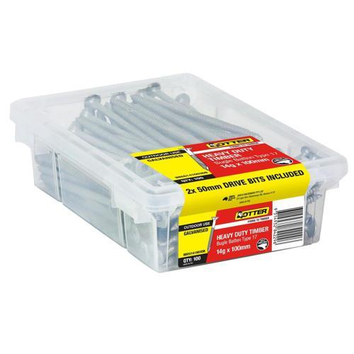 Otter Heavy Duty Timber Screws 14g X 125mm Pack of 100 Galvanised
