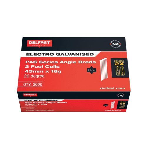 Delfast PAS Series Angle Brads With Fuel Pack 16g X 45mm Galvanised Pack of 2