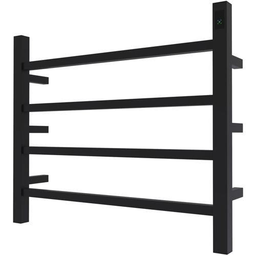 Fabia Heated Towel Rail With Buit-In Timer 600mm 500mm 110mm Matt Black