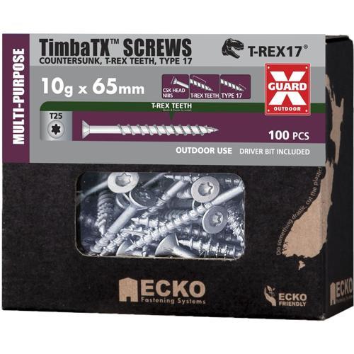 Ecko Timba TX TimbaTX Multi-Purpose Screws XGuard 10g-9 X 65mm Pack of 100
