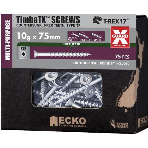 Ecko Timba TX TimbaTX Multi-Purpose Screws XGuard 10g-9 X 75mm Pack of 75