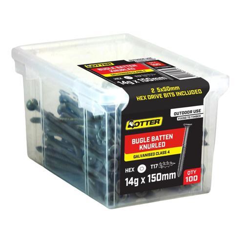 Otter Heavy Duty Timber Screws 14g X 150mm Pack of 100 Galvanised BBKJ141503ECO